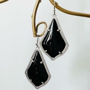 Kendra Scott Alex Black opaque glass earrings in Silver color